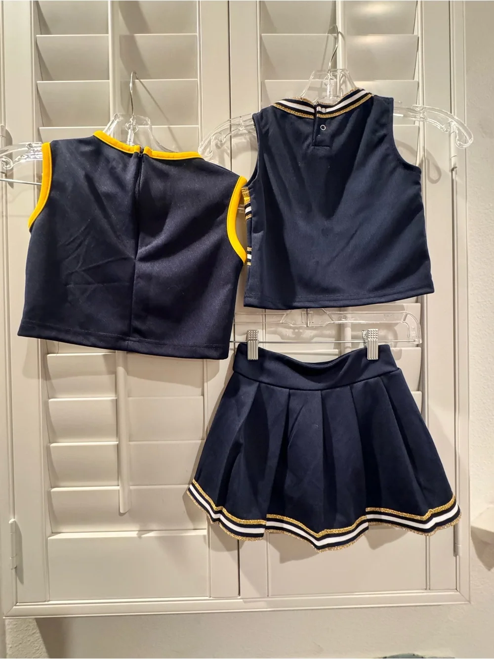 Girls Navy & Yellow Collegiate Cheer Matching Tank Top and Skirt Set